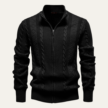 Men's Fit Cable Knit Zip Up Cardigan Sweater