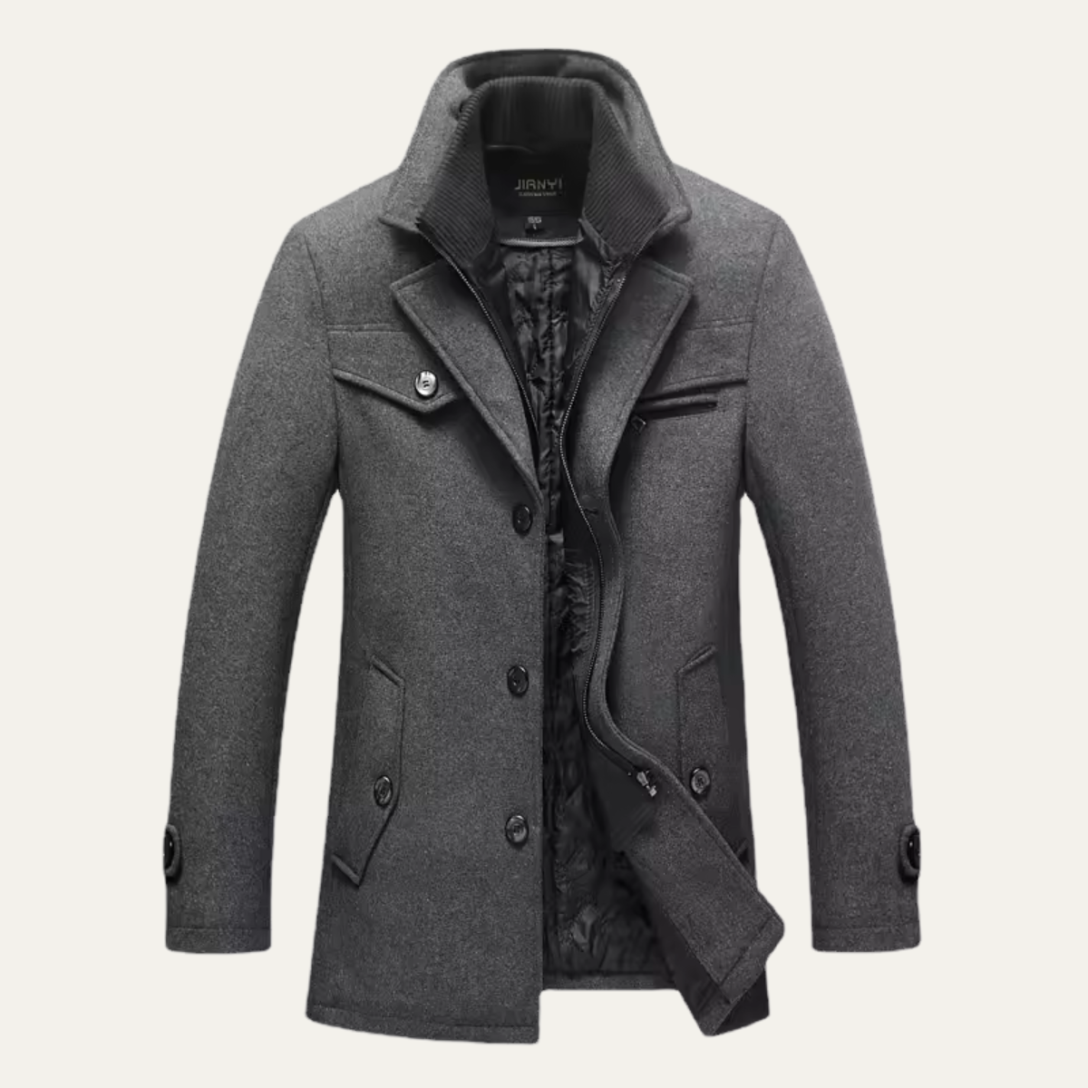 Warm Water Resistant Men's Trench Coat with Quilted Lining