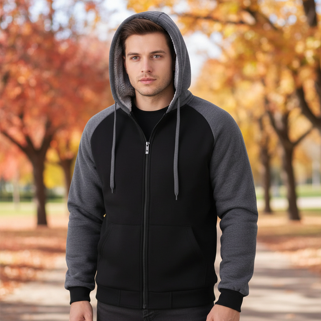 Warm Men's Fleece Hoodie Moritz - Pexav