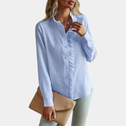 Fashionable Ruffle Front Women's Shirt