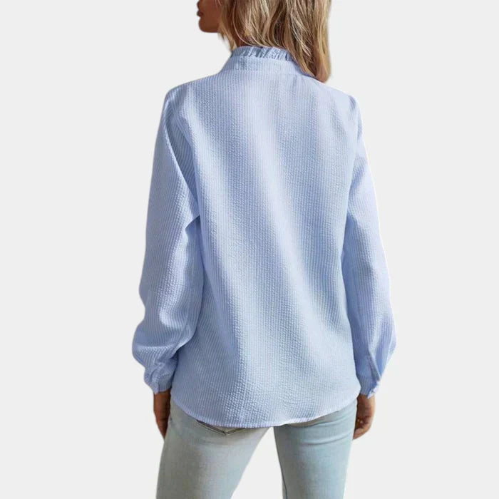 Fashionable Ruffle Front Women's Shirt