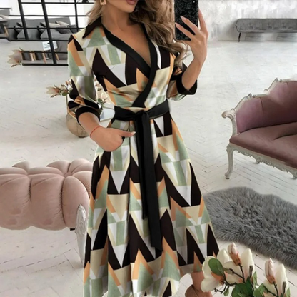 Ladies' Long Sleeve Midi Wrap Dress