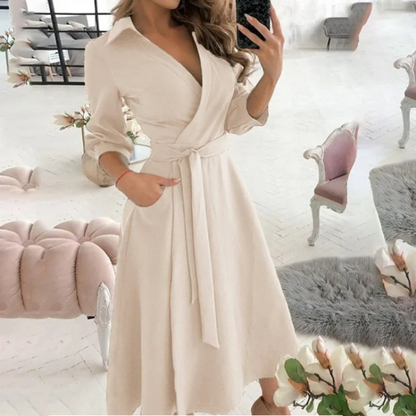 Ladies' Long Sleeve Midi Wrap Dress