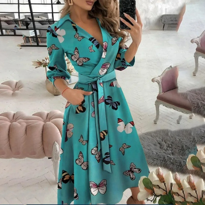 Ladies' Long Sleeve Midi Wrap Dress