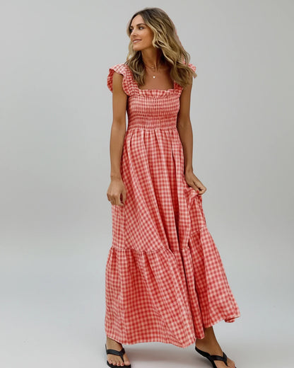 Classic Red Plaid Sundress for Women