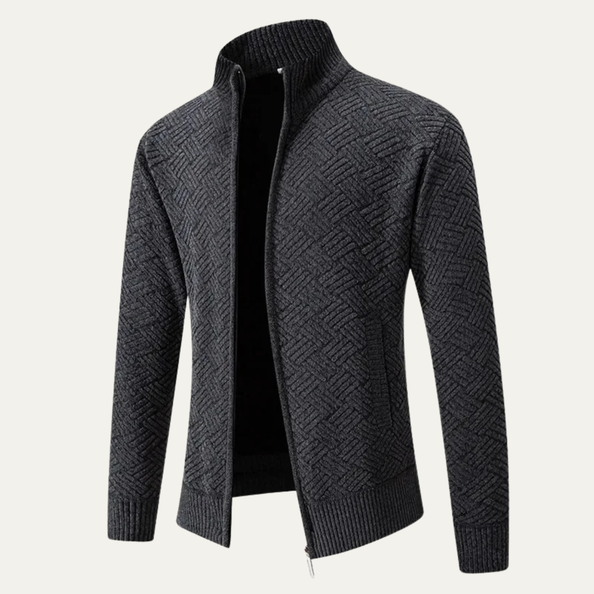 Cozy Mens Thick Fleece Lined Zip Up Cardigan