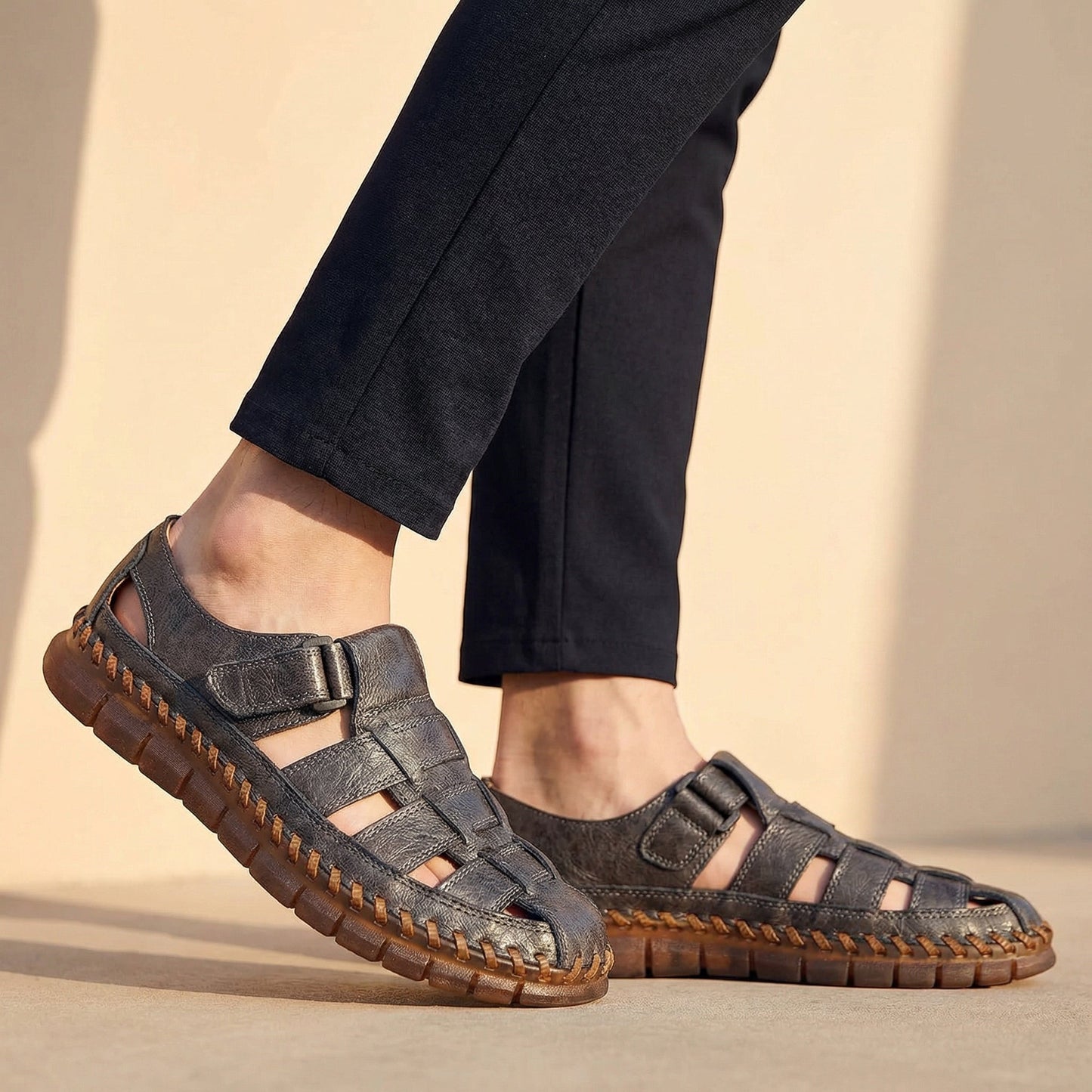 Comfortable Fisherman Sandals with Woven Upper and Adjustable Buckle - Nocini