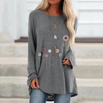 Comfy Floral Embroidered Sweatshirt with Soft Touch - Olytrend