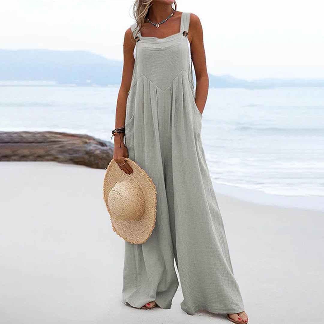 Loose Fit Women's Jumpsuit with Adjustable Straps
