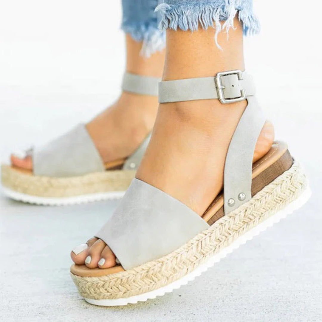 Women's Wedge Sandals with Natural Rope Detail
