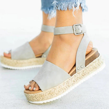 Women's Wedge Sandals with Natural Rope Detail