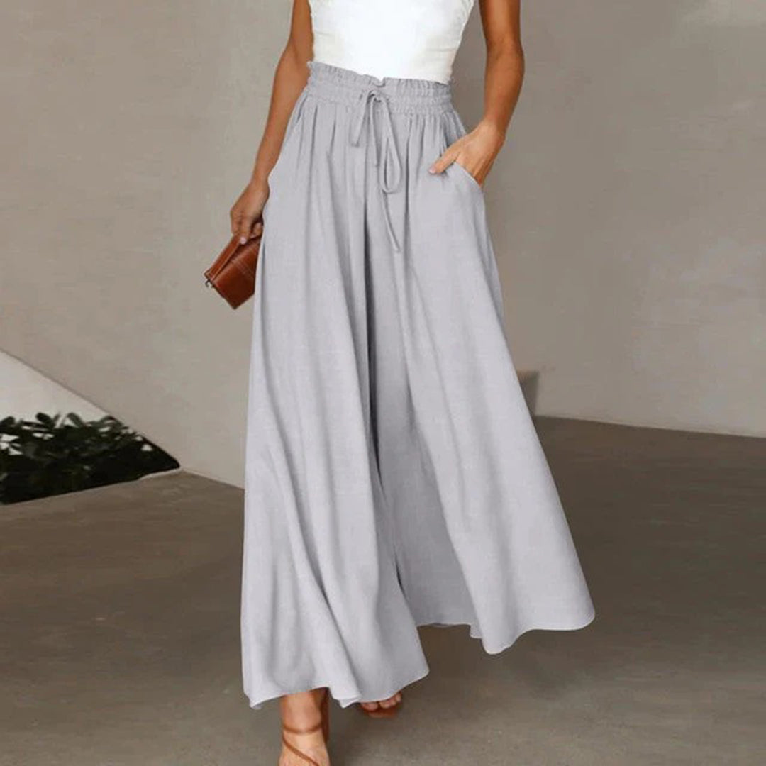 Flowy Maxi Skirt with Elastic Waist and Pockets