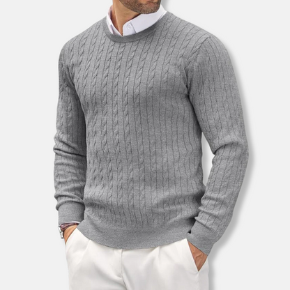 Men's Slim Fit Crew Neck Cable Sweater