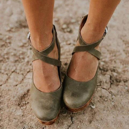 Ladies High Heel Ankle Strap Block Shoes