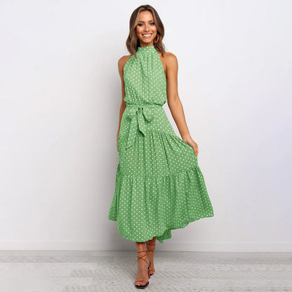 Casual Summer Halter Dress with Polka Dots