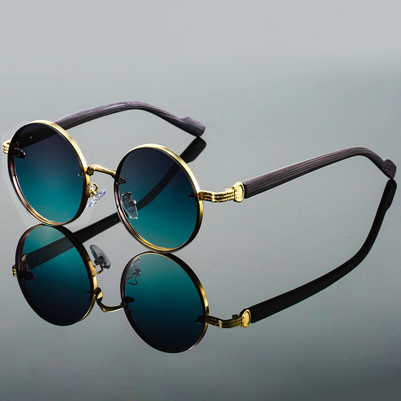 Retro Style Round Shades with Contrast Frames - Nocini