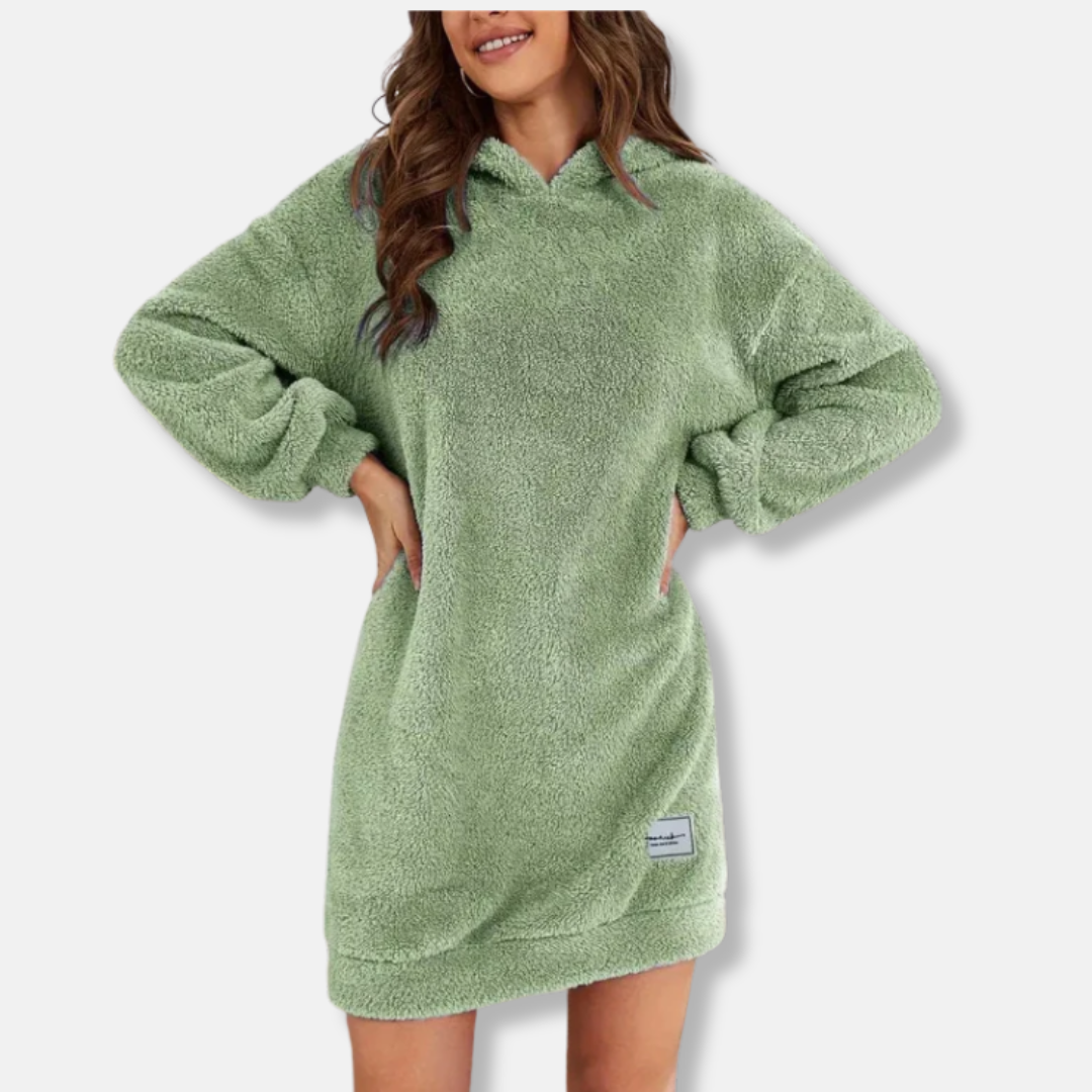 Cozy Women's Fleece Hooded Dress