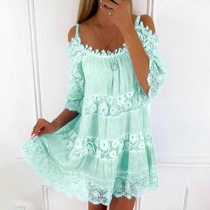 Chic Off Shoulder Lace Mini Dress for Women - Nocini