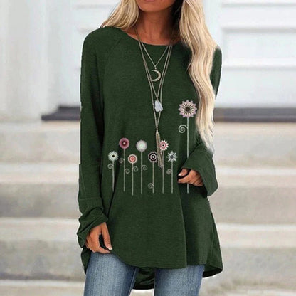 Comfy Floral Embroidered Pullover Sweatshirt