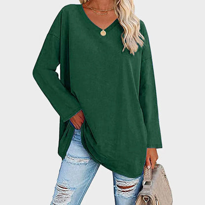 Relaxed Fit V-Neck Tunic Top