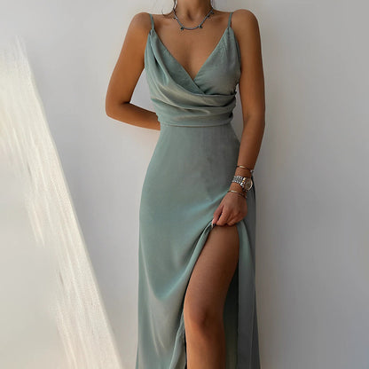 Elegant Satin Fit and Flare Dress