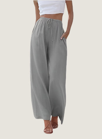 Relaxed Fit Women's Linen Pants with Elastic Waist