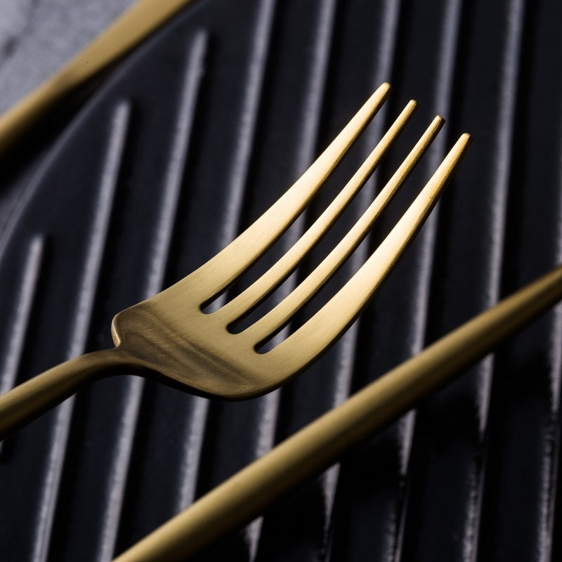 Minimalist Matte Gold Flatware Set