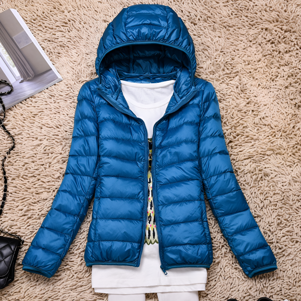 Lightweight Puffer Jacket with Hood for Women