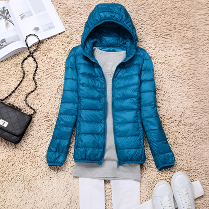 Lightweight Puffer Jacket with Hood for Women