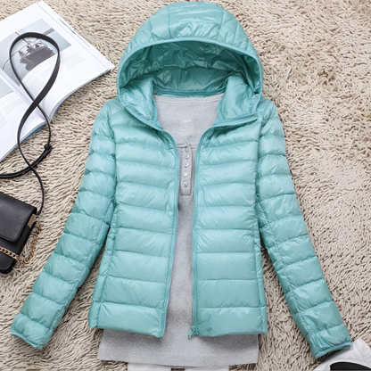 Lightweight Puffer Jacket with Hood for Women
