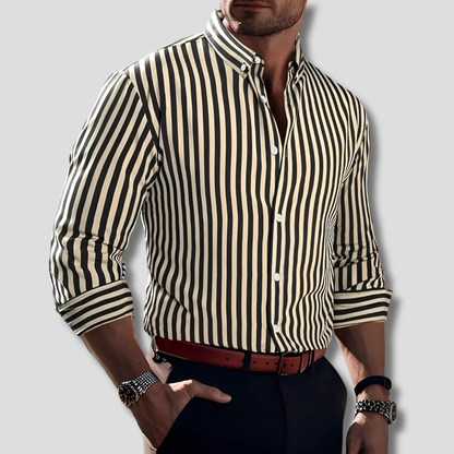 Classic Breton Style Cotton Shirt