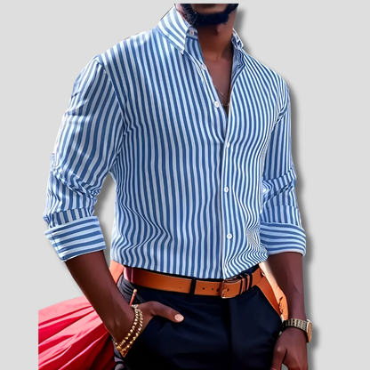 Classic Breton Style Cotton Shirt