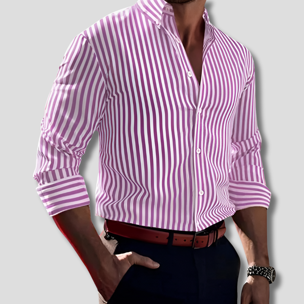 Classic Breton Style Cotton Shirt