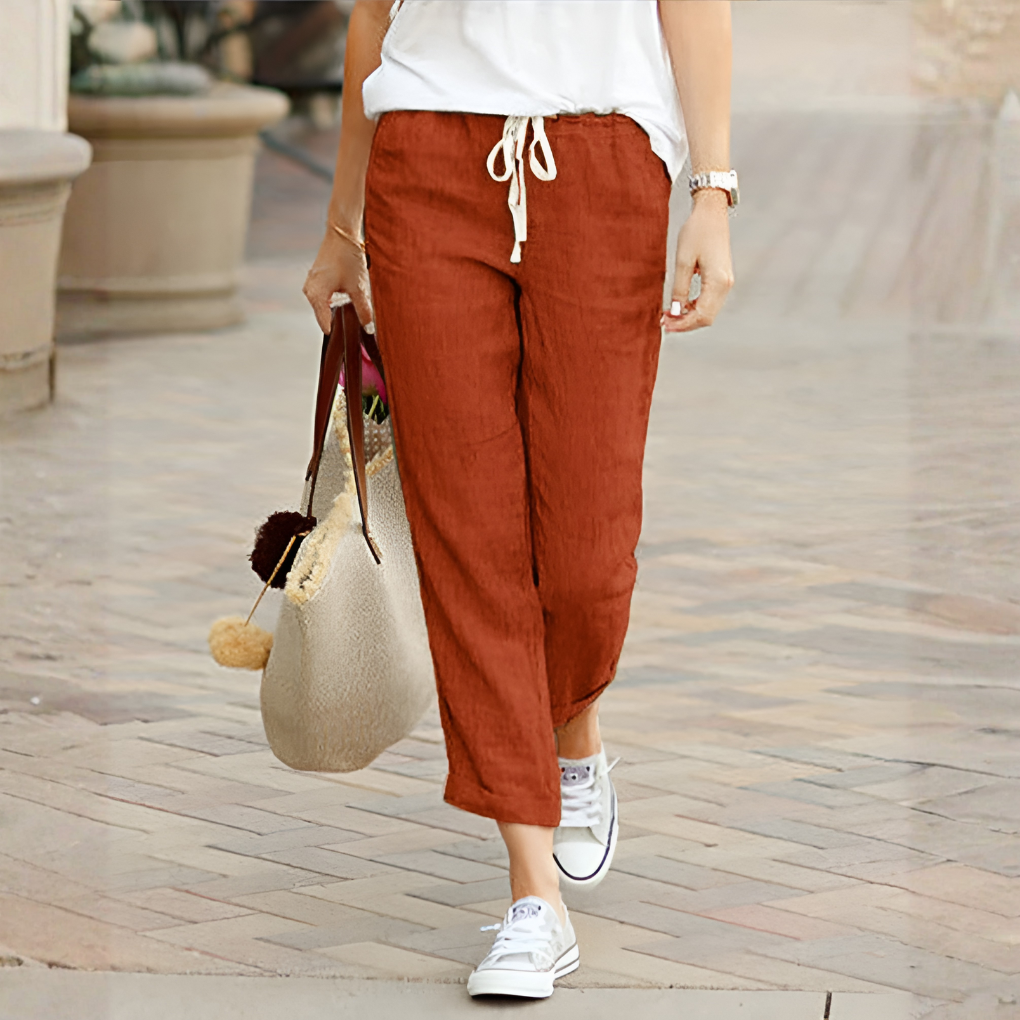 Comfortable Women's Straight Leg Pants with Stretch Waist
