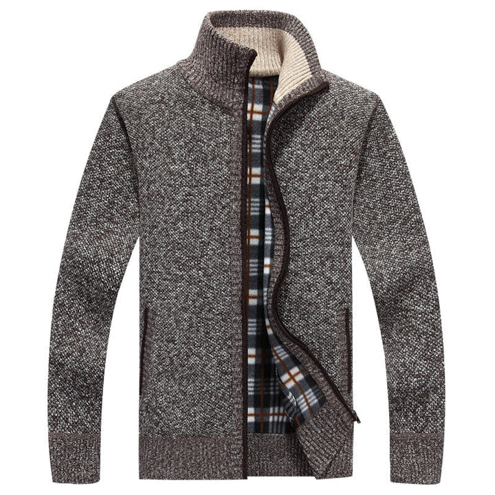Cozy Mens Zip Up Crew Neck Sweater