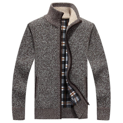 Cozy Mens Zip Up Crew Neck Sweater