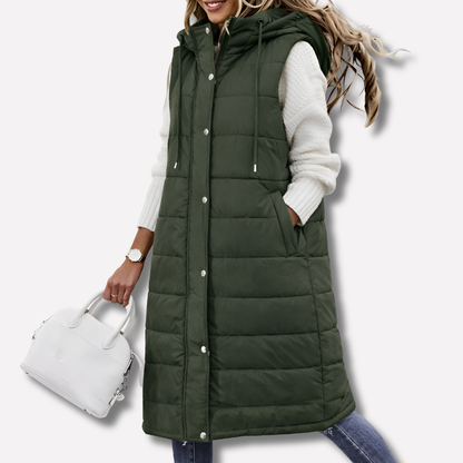 Ladies Extra Long Hooded Gilet