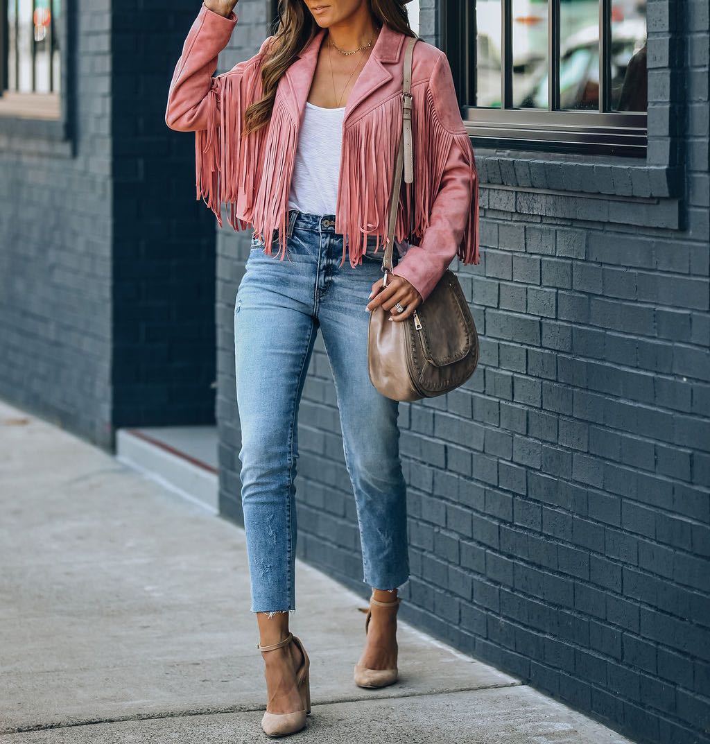 Edgy Suede Biker Jacket with Zip Front