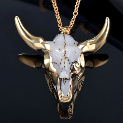 Luxury Marble Bull Pendant Necklace