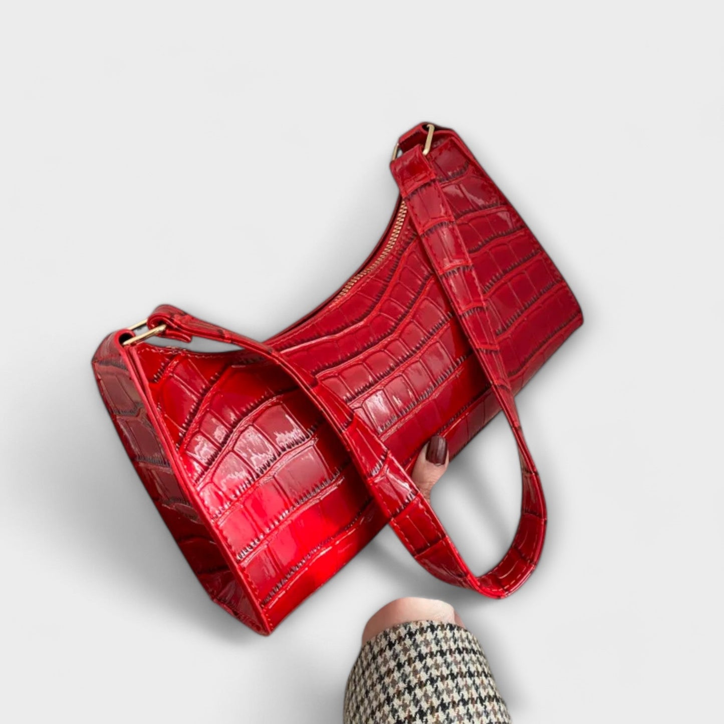 Glossy Faux Leather Handbag - Olytrend
