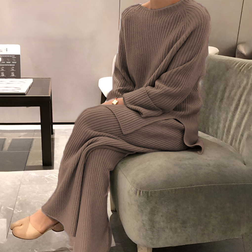 Cozy Crew Neck Sweater Pants Set - Olytrend