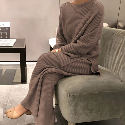 Cozy Crew Neck Sweater Pants Set - Olytrend