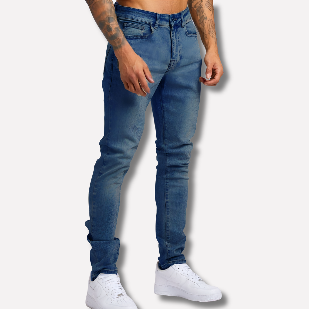Slim Fit Mens Stretchy Blue Jeans