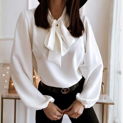 Ladies' Top with Floral Bow Accent
