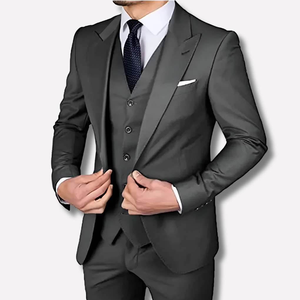 Tailored Fit Men's 3-Piece Business Suit - Olytrend