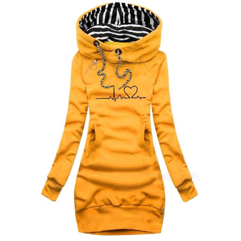 Trendy Graphic Hooded Sweater Dress for Women