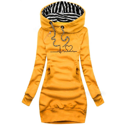 Trendy Graphic Hooded Sweater Dress for Women