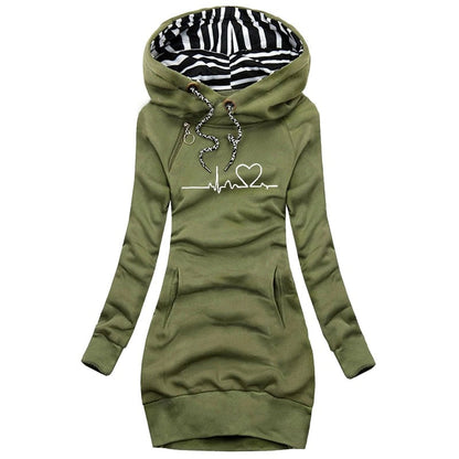 Trendy Graphic Hooded Sweater Dress for Women
