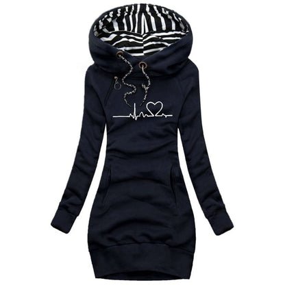 Trendy Graphic Hooded Sweater Dress for Women