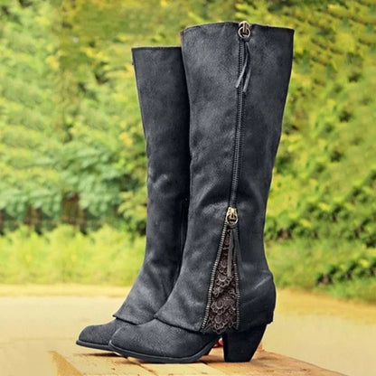 Trendy Mid Calf Leather Boots